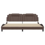 vidaXL Cadru de pat cu lumini LED, maro, 200x200 cm, piele ecologică vidaXL Cadru de pat cu lumini LED, maro, 200x200 cm, piele ecologică