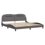 vidaXL Cadru de pat cu lumini LED, gri, 200x200 cm, piele ecologică