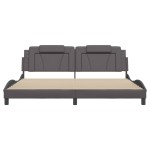 vidaXL Cadru de pat cu lumini LED, gri, 200x200 cm, piele ecologică