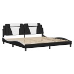 vidaXL Cadru de pat cu lumini LED negru/alb 200x200 cm piele ecologică