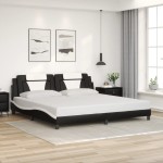 vidaXL Cadru de pat cu lumini LED negru/alb 200x200 cm piele ecologică