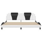 vidaXL Cadru de pat cu lumini LED alb/negru 200x200 cm piele ecologică