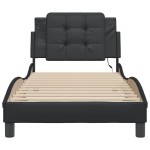 vidaXL Cadru de pat cu lumini LED, negru, 80x200 cm, piele ecologică