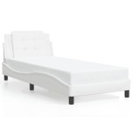 vidaXL Cadru de pat cu lumini LED, alb, 80x200 cm, piele ecologică