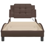 vidaXL Cadru de pat cu lumini LED, maro, 80x200 cm, piele ecologică vidaXL Cadru de pat cu lumini LED, maro, 80x200 cm, piele ecologică
