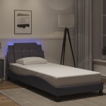 vidaXL Cadru de pat cu lumini LED, gri, 80x200 cm, piele ecologică vidaXL Cadru de pat cu lumini LED, gri, 80x200 cm, piele ecologică