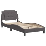 vidaXL Cadru de pat cu lumini LED, gri, 80x200 cm, piele ecologică vidaXL Cadru de pat cu lumini LED, gri, 80x200 cm, piele ecologică