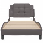 vidaXL Cadru de pat cu lumini LED, gri, 80x200 cm, piele ecologică vidaXL Cadru de pat cu lumini LED, gri, 80x200 cm, piele ecologică