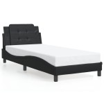 vidaXL Cadru de pat cu lumini LED, negru, 90x190 cm, piele ecologică