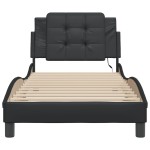 vidaXL Cadru de pat cu lumini LED, negru, 90x190 cm, piele ecologică