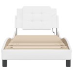 vidaXL Cadru de pat cu lumini LED, alb, 90x190 cm, piele ecologică