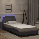 vidaXL Cadru de pat cu lumini LED, gri, 90x190 cm, piele ecologică vidaXL Cadru de pat cu lumini LED, gri, 90x190 cm, piele ecologică