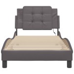 vidaXL Cadru de pat cu lumini LED, gri, 90x190 cm, piele ecologică vidaXL Cadru de pat cu lumini LED, gri, 90x190 cm, piele ecologică