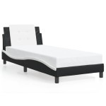 vidaXL Cadru de pat cu lumini LED negru/alb 90x190 cm piele ecologică vidaXL Cadru de pat cu lumini LED negru/alb 90x190 cm piele ecologică