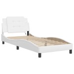 vidaXL Cadru de pat cu lumini LED, alb, 90x200 cm, piele ecologică