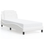 vidaXL Cadru de pat cu lumini LED, alb, 90x200 cm, piele ecologică
