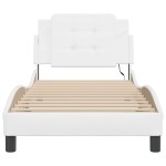 vidaXL Cadru de pat cu lumini LED, alb, 90x200 cm, piele ecologică