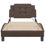 vidaXL Cadru de pat cu lumini LED, maro, 90x200 cm, piele ecologică vidaXL Cadru de pat cu lumini LED, maro, 90x200 cm, piele ecologică