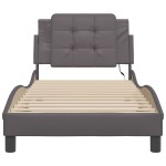 vidaXL Cadru de pat cu lumini LED, gri, 90x200 cm, piele ecologică