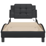 vidaXL Cadru de pat cu lumini LED, negru, 100x200 cm, piele ecologică vidaXL Cadru de pat cu lumini LED, negru, 100x200 cm, piele ecologică