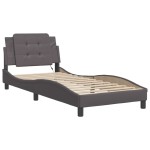 vidaXL Cadru de pat cu lumini LED, gri, 100x200 cm, piele ecologică vidaXL Cadru de pat cu lumini LED, gri, 100x200 cm, piele ecologică