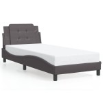 vidaXL Cadru de pat cu lumini LED, gri, 100x200 cm, piele ecologică vidaXL Cadru de pat cu lumini LED, gri, 100x200 cm, piele ecologică
