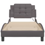 vidaXL Cadru de pat cu lumini LED, gri, 100x200 cm, piele ecologică vidaXL Cadru de pat cu lumini LED, gri, 100x200 cm, piele ecologică