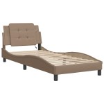vidaXL Cadru de pat cu LED, cappuccino, 100x200 cm, piele ecologică
