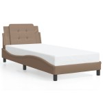 vidaXL Cadru de pat cu LED, cappuccino, 100x200 cm, piele ecologică