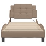 vidaXL Cadru de pat cu LED, cappuccino, 100x200 cm, piele ecologică