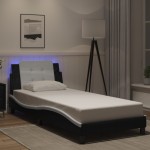 vidaXL Cadru de pat cu LED, negru și alb, 100x200 cm, piele ecologică vidaXL Cadru de pat cu LED, negru și alb, 100x200 cm, piele ecologică