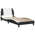 vidaXL Cadru de pat cu LED, negru și alb, 100x200 cm, piele ecologică vidaXL Cadru de pat cu LED, negru și alb, 100x200 cm, piele ecologică