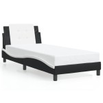 vidaXL Cadru de pat cu LED, negru și alb, 100x200 cm, piele ecologică vidaXL Cadru de pat cu LED, negru și alb, 100x200 cm, piele ecologică