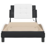 vidaXL Cadru de pat cu LED, negru și alb, 100x200 cm, piele ecologică vidaXL Cadru de pat cu LED, negru și alb, 100x200 cm, piele ecologică