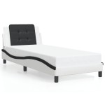 vidaXL Cadru de pat cu lumini LED alb/negru 100x200 cm piele ecologică vidaXL Cadru de pat cu lumini LED alb/negru 100x200 cm piele ecologică