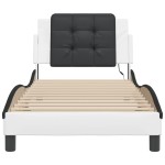 vidaXL Cadru de pat cu lumini LED alb/negru 100x200 cm piele ecologică vidaXL Cadru de pat cu lumini LED alb/negru 100x200 cm piele ecologică