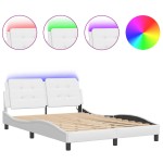 vidaXL Cadru de pat cu lumini LED, alb, 120x200 cm, piele ecologică vidaXL Cadru de pat cu lumini LED, alb, 120x200 cm, piele ecologică