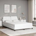 vidaXL Cadru de pat cu lumini LED, alb, 120x200 cm, piele ecologică vidaXL Cadru de pat cu lumini LED, alb, 120x200 cm, piele ecologică