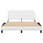 vidaXL Cadru de pat cu lumini LED, alb, 120x200 cm, piele ecologică vidaXL Cadru de pat cu lumini LED, alb, 120x200 cm, piele ecologică
