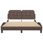 vidaXL Cadru de pat cu lumini LED, maro, 120x200 cm, piele ecologică vidaXL Cadru de pat cu lumini LED, maro, 120x200 cm, piele ecologică
