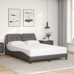 vidaXL Cadru de pat cu lumini LED, gri, 120x200 cm, piele ecologică