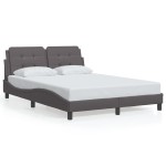 vidaXL Cadru de pat cu lumini LED, gri, 120x200 cm, piele ecologică