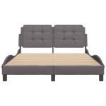 vidaXL Cadru de pat cu lumini LED, gri, 120x200 cm, piele ecologică