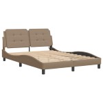 vidaXL Cadru de pat cu LED, cappuccino, 120x200 cm, piele ecologică