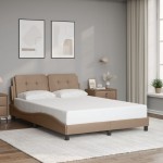 vidaXL Cadru de pat cu LED, cappuccino, 120x200 cm, piele ecologică