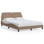 vidaXL Cadru de pat cu LED, cappuccino, 120x200 cm, piele ecologică