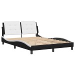 vidaXL Cadru de pat cu LED, negru și alb, 120x200 cm, piele ecologică vidaXL Cadru de pat cu LED, negru și alb, 120x200 cm, piele ecologică