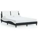 vidaXL Cadru de pat cu LED, negru și alb, 120x200 cm, piele ecologică vidaXL Cadru de pat cu LED, negru și alb, 120x200 cm, piele ecologică