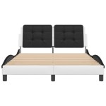 vidaXL Cadru de pat cu LED, alb și negru, 120x200 cm, piele ecologică vidaXL Cadru de pat cu LED, alb și negru, 120x200 cm, piele ecologică