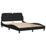 vidaXL Cadru de pat cu lumini LED, negru, 140x190 cm, piele ecologică vidaXL Cadru de pat cu lumini LED, negru, 140x190 cm, piele ecologică
